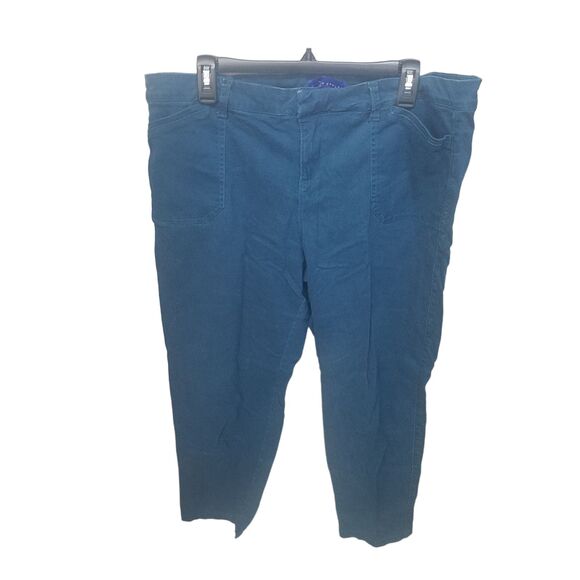 Simply Styled Womens Size 16 Teal Solid Cropped Pants - Picture 1 of 10